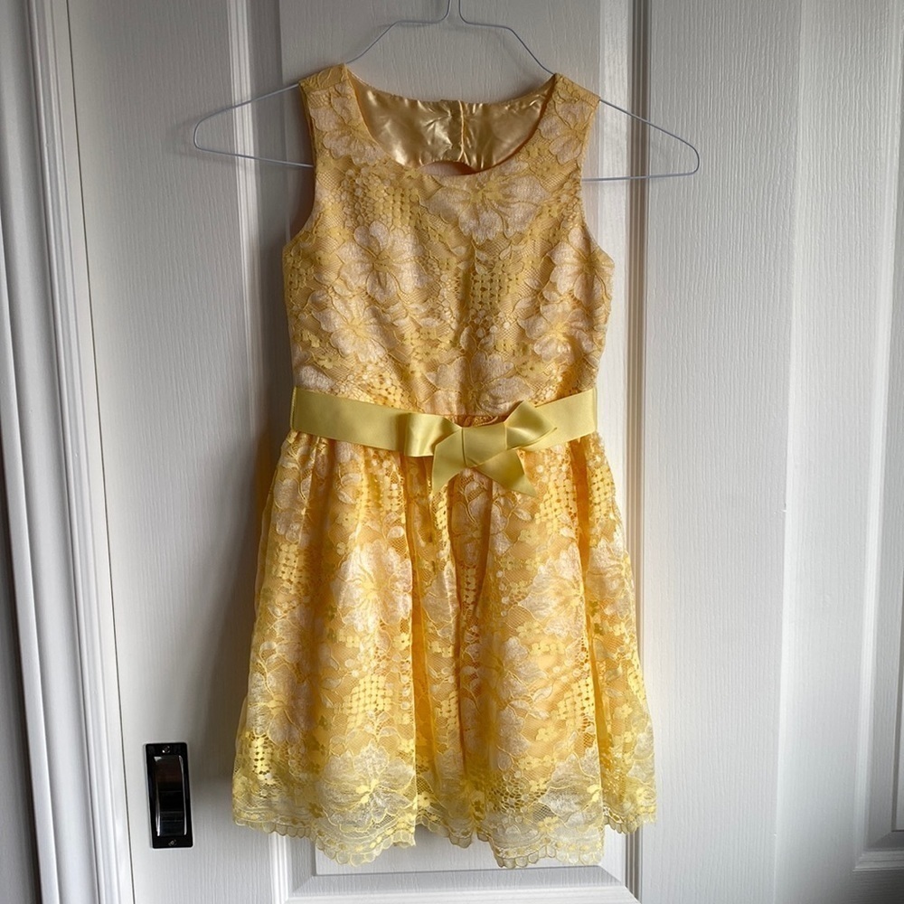 The Children's Place - Lemon Yellow & Lace Girls Dress